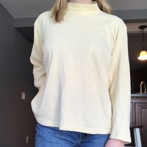 Vintage Light yellow mock neck long sleeve shirt